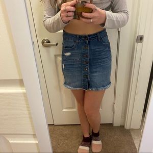 Medium washed lightly distressed Jean skirt